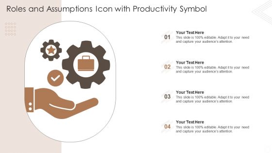 Roles And Assumptions Icon With Productivity Symbol Slide Ppt PowerPoint Presentation Model Rules PDF