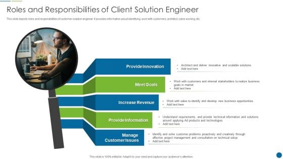 Roles And Responsibilities Of Client Solution Engineer Professional PDF