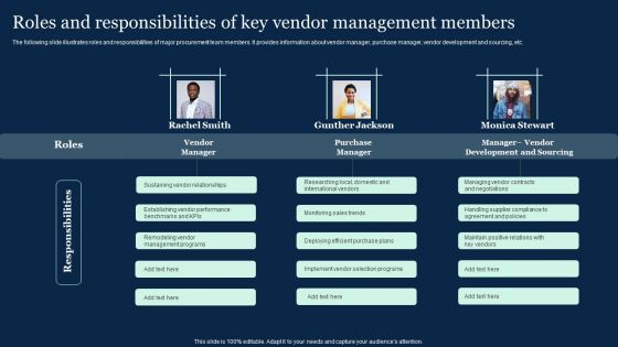 Roles And Responsibilities Of Key Vendor Management Members Effective Vendor Management For Enhancing Pictures PDF