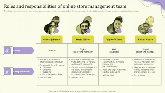 Roles And Responsibilities Of Online Store Management Team Microsoft PDF