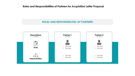 Roles And Responsibilities Of Partners For Acquisition Letter Proposal Ppt Powerpoint Presentation Visual Aids Infographics