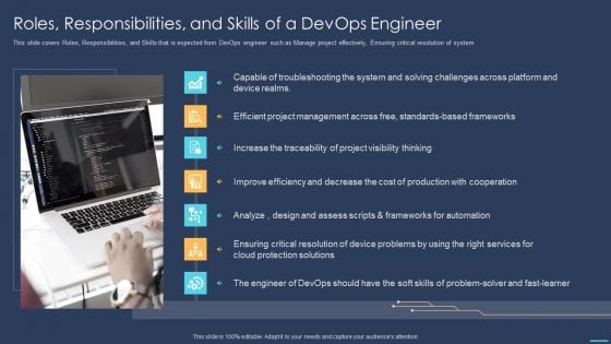 Roles Responsibilities And Skills Of A Devops Engineer Ppt Ideas Examples PDF