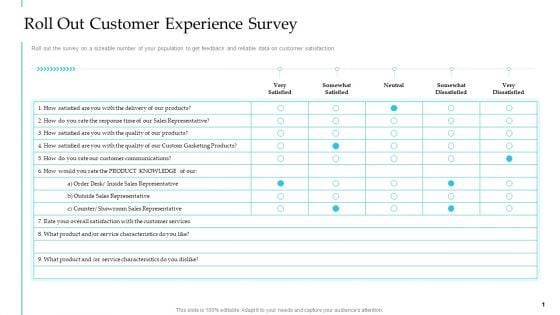 Roll Out Customer Experience Survey Steps To Improve Customer Engagement For Business Development Slides PDF