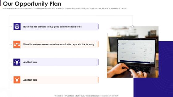 Round A Capital Raising Pitch Our Opportunity Plan Ppt Infographic Template Deck PDF