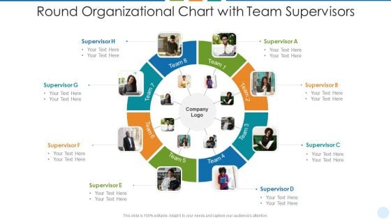 Round Organizational Chart With Team Supervisors Clipart PDF