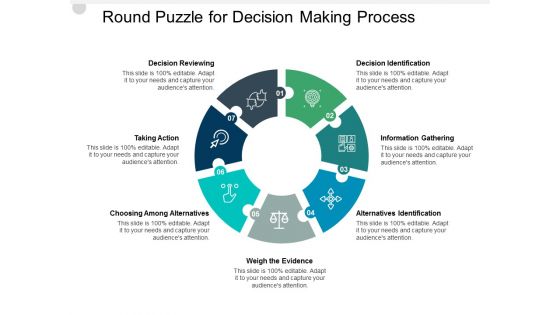 Round Puzzle For Decision Making Process Ppt PowerPoint Presentation Gallery Slideshow
