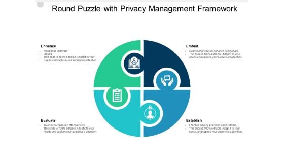 Round Puzzle With Privacy Management Framework Ppt PowerPoint Presentation Pictures Portfolio