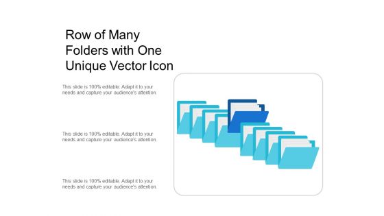 Row Of Many Folders With One Unique Vector Icon Ppt PowerPoint Presentation Inspiration Slideshow PDF