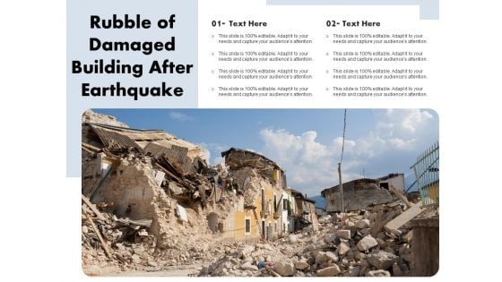 Rubble Of Damaged Building After Earthquake Ppt PowerPoint Presentation Layouts Diagrams PDF