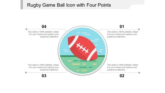 Rugby Game Ball Icon With Four Points Ppt PowerPoint Presentation File Themes