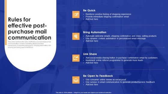 Rules For Effective Post Purchase Mail Communication Sample PDF