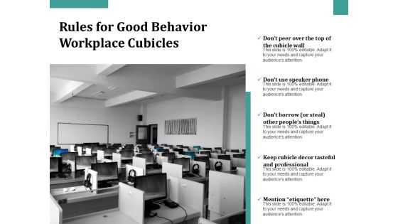 Rules For Good Behavior Workplace Cubicles Ppt PowerPoint Presentation File Graphics Example PDF