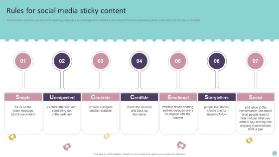 Rules For Social Media Sticky Content Playbook For Promoting Social Media Brands Professional PDF