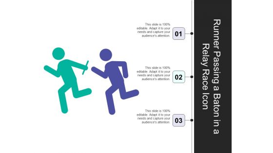 Runner Passing A Baton In A Relay Race Icon Ppt PowerPoint Presentation File Portrait PDF