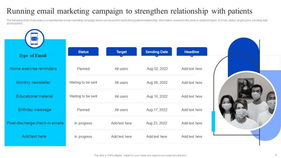 Running Email Marketing Campaign To Strengthen Relationship With Patients Elements PDF