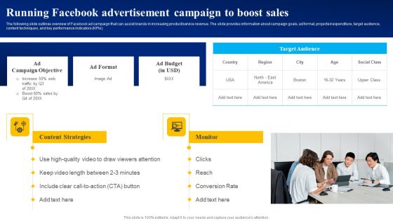 Running Facebook Advertisement Campaign To Boost Sales Ppt PowerPoint Presentation File Portfolio PDF