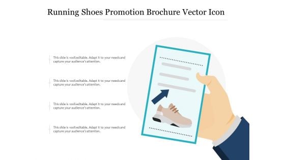 Running Shoes Promotion Brochure Vector Icon Ppt PowerPoint Presentation Pictures Tips PDF