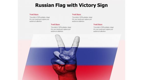 Russian Flag With Victory Sign Ppt PowerPoint Presentation File Display PDF