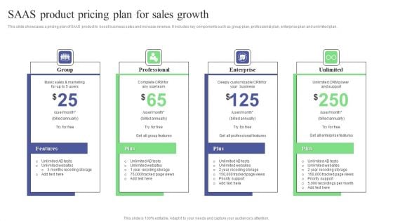 SAAS Product Pricing Plan For Sales Growth Brochure PDF