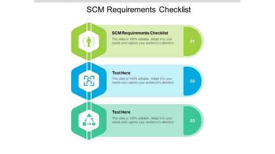 SCM Requirements Checklist Ppt PowerPoint Presentation Infographics Background Images Cpb Pdf