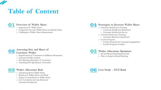 SCR For Market Table Of Content Ppt Portfolio Outline PDF
