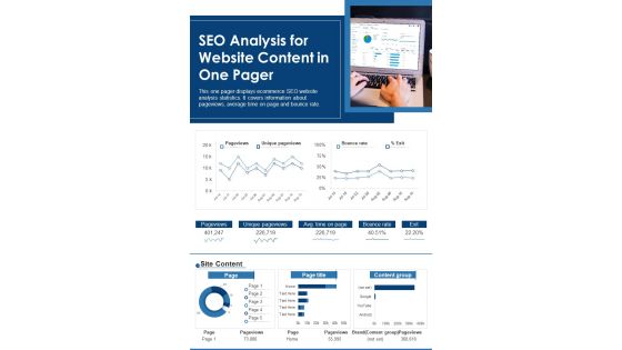 SEO Analysis For Website Content In One Pager PDF Document PPT Template