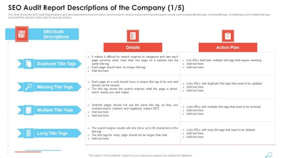 SEO Audit Report Descriptions Of The Company Summary PDF SEO Audit Report Descriptions Of The Company Summary PDF