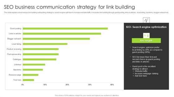 SEO Business Communication Strategy For Link Building Mockup PDF