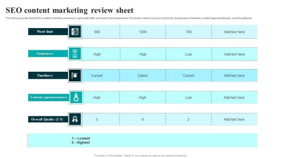 SEO Content Marketing Review Sheet Graphics PDF