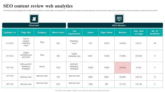 SEO Content Review Web Analytics Download PDF