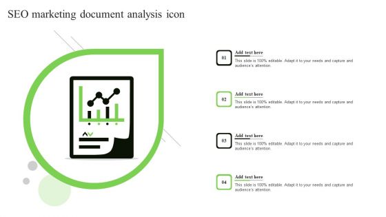 SEO Marketing Document Analysis Icon Slides PDF