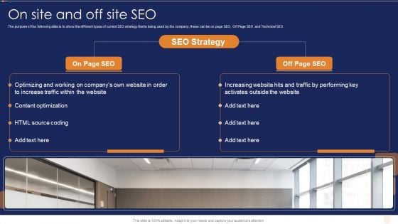 SEO Marketing Strategy For B2B And B2C On Site And Off Site SEO Diagrams PDF