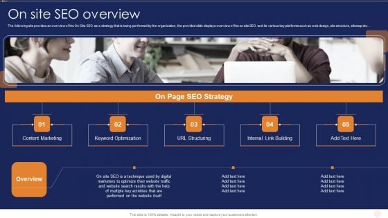 SEO Marketing Strategy For B2B And B2C On Site SEO Overview Icons PDF