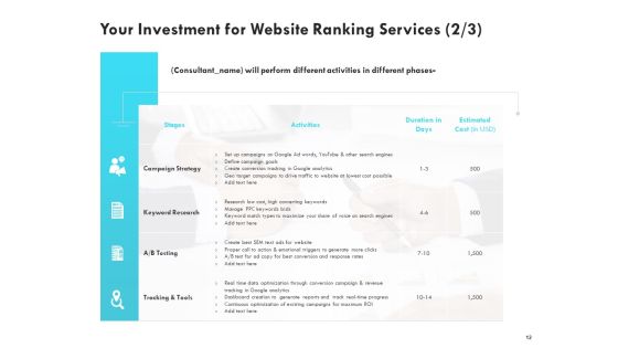 SEO Proposal Template Ppt PowerPoint Presentation Complete Deck With Slides Slide12