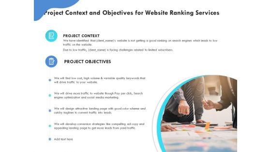 SEO Proposal Template Project Context And Objectives For Website Ranking Services Ppt PowerPoint Presentation Icon PDF