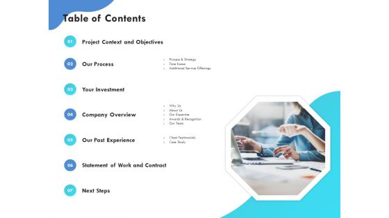 SEO Proposal Template Table Of Contents Ppt PowerPoint Presentation Pictures Display PDF