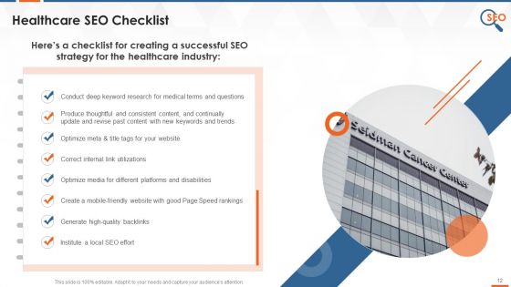 SEO Strategic Plan For Healthcare Industry Training Ppt