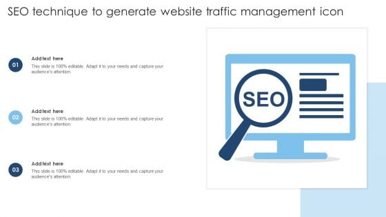 SEO Technique To Generate Website Traffic Management Icon Brochure PDF