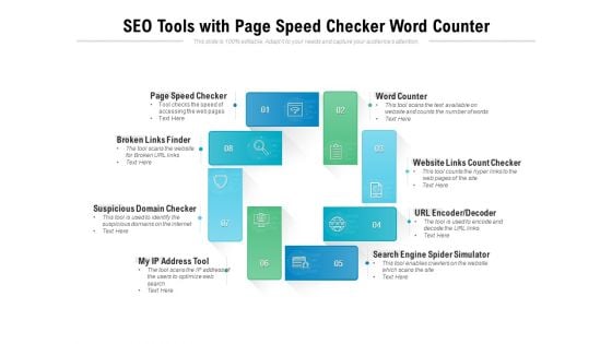 SEO Tools With Page Speed Checker Word Counter Ppt PowerPoint Presentation Pictures Information