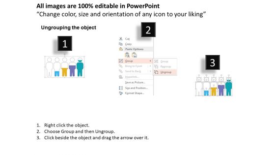 3D Men Icon With Percentage Values Powerpoint Templates