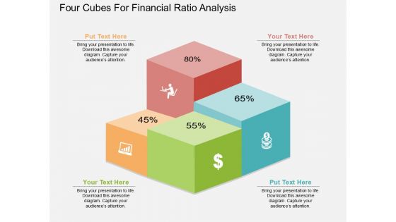 Four Cubes For Financial Ratio Analysis Powerpoint Template
