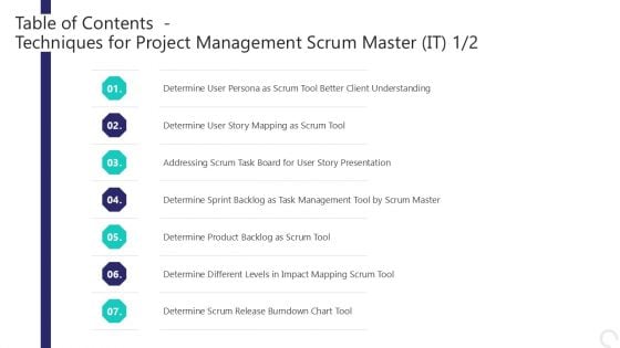 Table Of Contents Techniques For Project Management Scrum Master IT Pictures PDF Table Of Contents Techniques For Project Management Scrum Master IT Pictures PDF