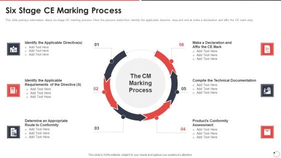 Quality Assurance Templates Set 1 Six Stage Ce Marking Process Ppt Styles Structure PDF