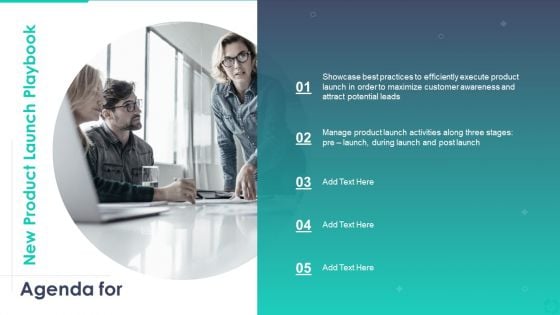Agenda For New Product Launch Playbook Background PDF