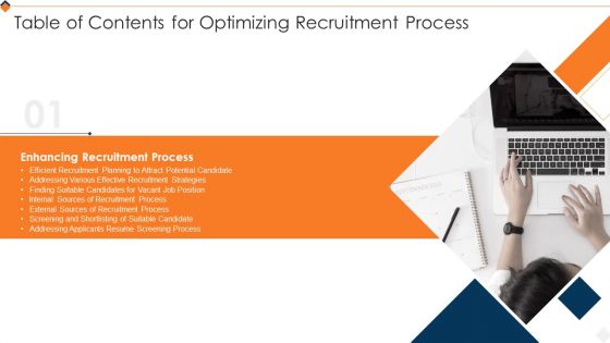 Table Of Contents Foroptimizing Recruitment Process Slide Guidelines PDF