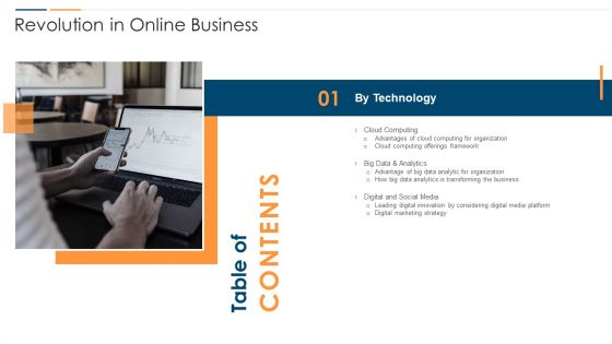 Table Of Contents Revolution In Online Business Ppt PowerPoint Presentation Gallery Download PDF