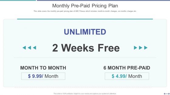 Fundraising Pitch Deck For Gym Startup Monthly Pre Paid Pricing Plan Graphics PDF Fundraising Pitch Deck For Gym Startup Monthly Pre Paid Pricing Plan Graphics PDF