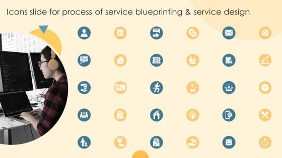 Icons Slide For Process Of Service Blueprinting And Service Design Pictures PDF