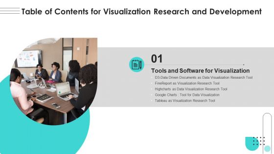 Table Of Contents For Visualization Research And Development Ppt Model Influencers PDF