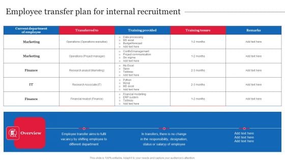 Employee Transfer Plan For Internal Recruitment Brochure PDF